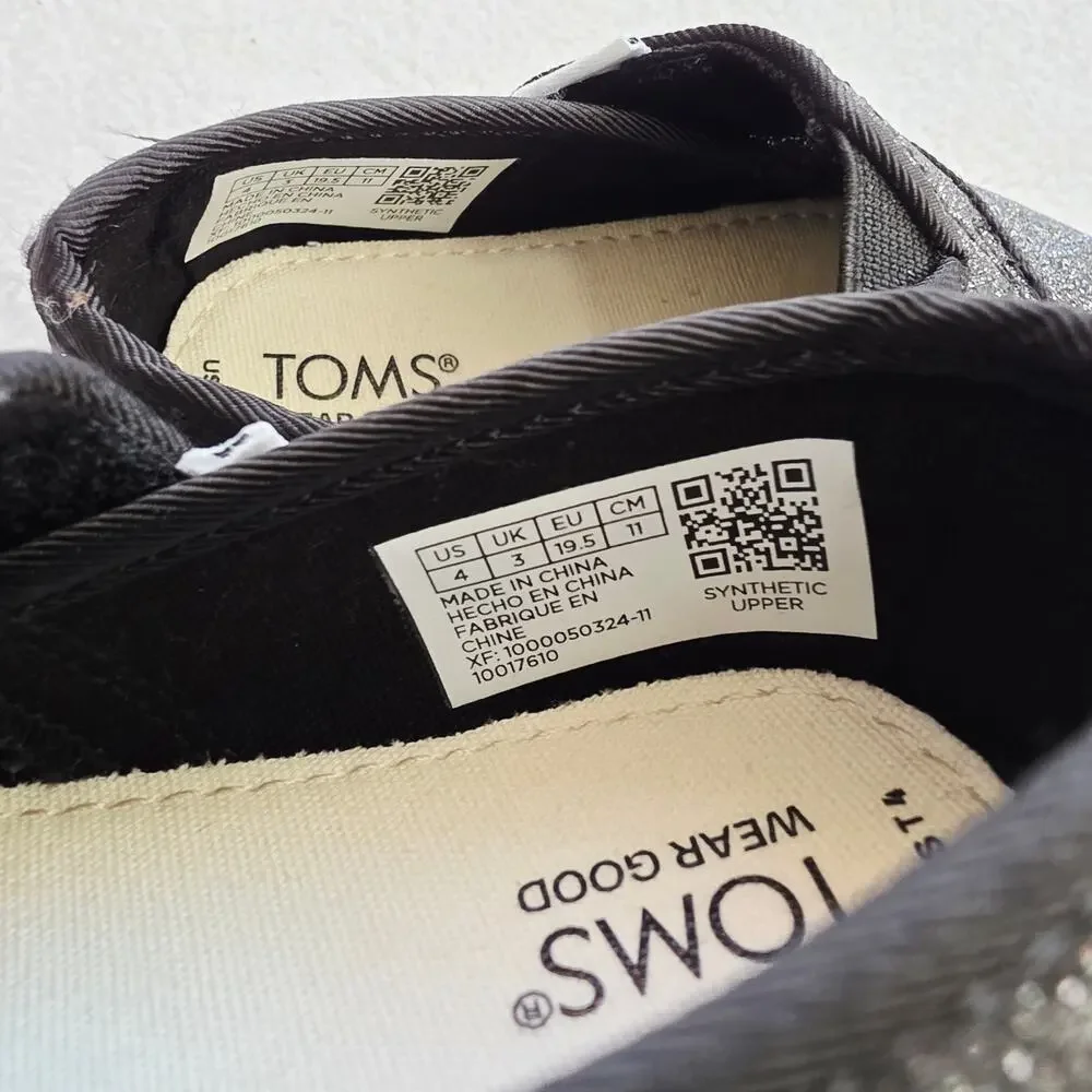 Toms Black Glitter Slip-On Baby & Walker Shoes